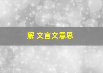 解 文言文意思